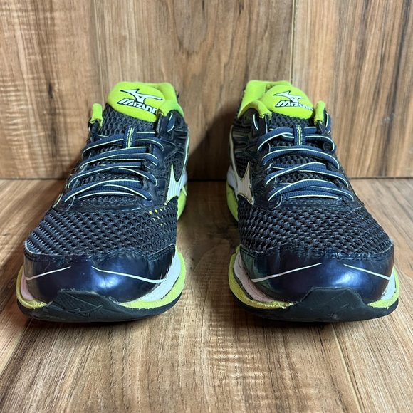 Mizuno Wave Enigma 5 Mens Running Shoes Black Yellow White Cushioned EUC Size 9 - Picture 3 of 7